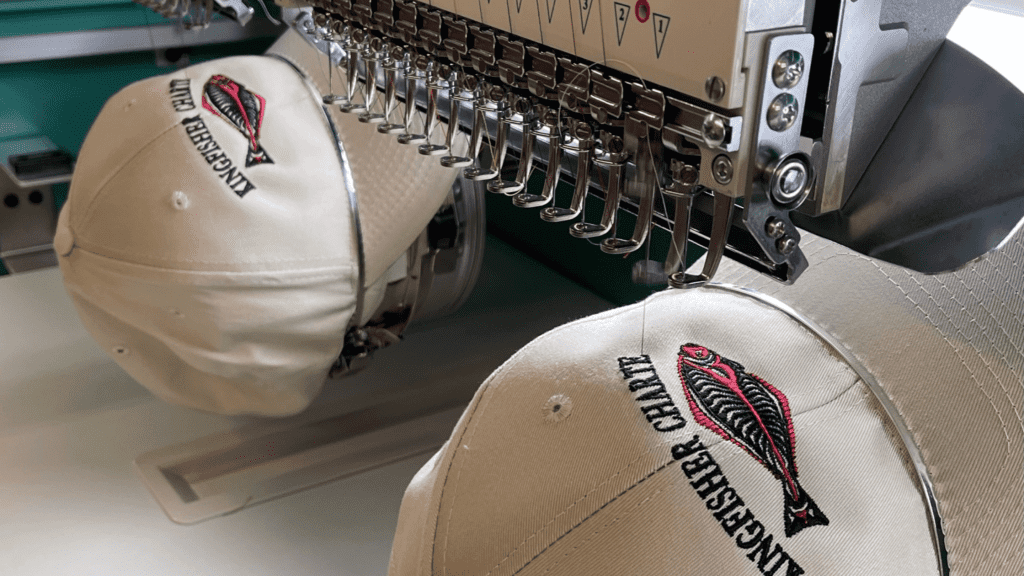 Beige caps stitching