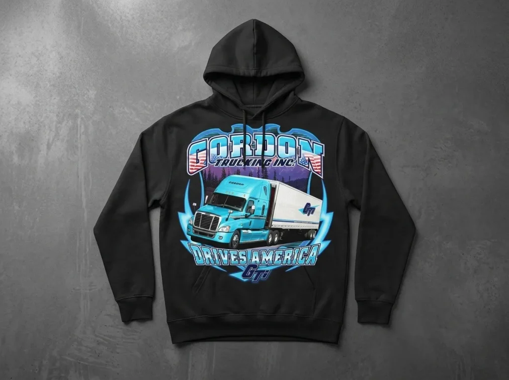 Custom printed Hoodie for a heavy equipement company