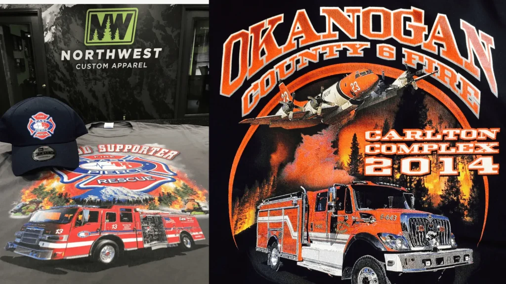 vibrant prints for Firefighting companies, Heavy Equipment Companies Order at NW Custom Apparel