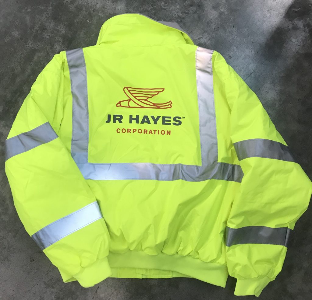 Safety greens or safety yellow heavy-duty jacket with fleece line to keep you warm on those Northwest winters