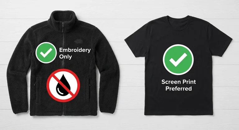 Visual guide to fabric compatibility for embroidery and screen printing